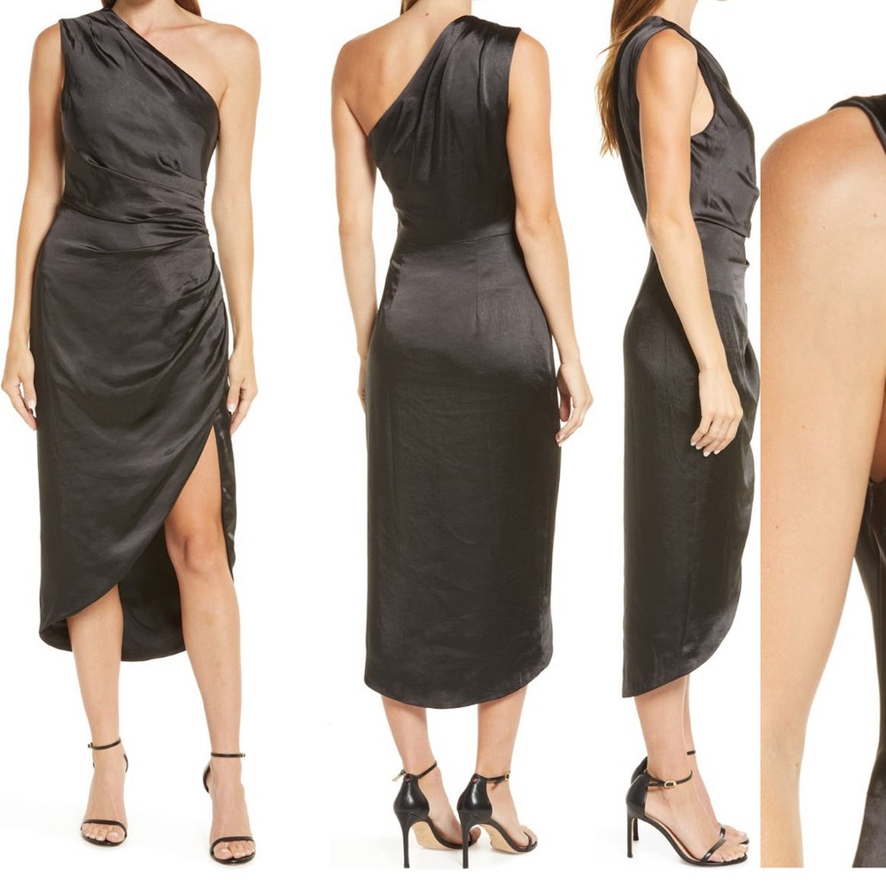 Elliatt Cassini one shoulder black medium dress